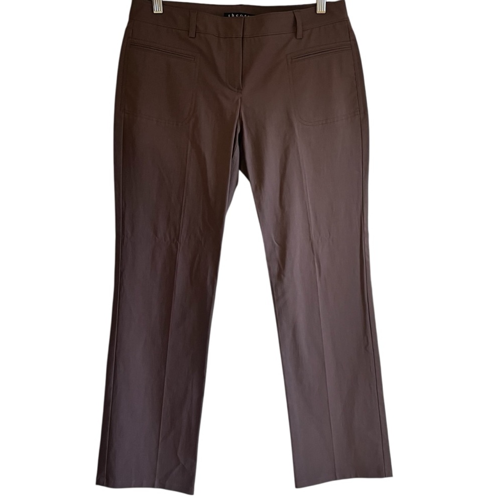 Theory mid rise straight leg cotton blend dress pants size 8 excellent condition